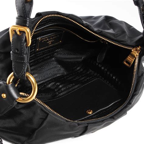 prada leather trim shoulder bag|Prada tessuto nylon shoulder bag.